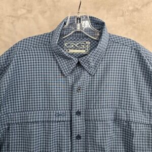 GameGuard Size XL Plaid Gingham Short Sleeve Button Up Blue Shirt
